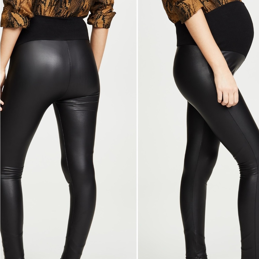 Plush Maternity Liquid Double Layer Over-Belly Leggings Size S